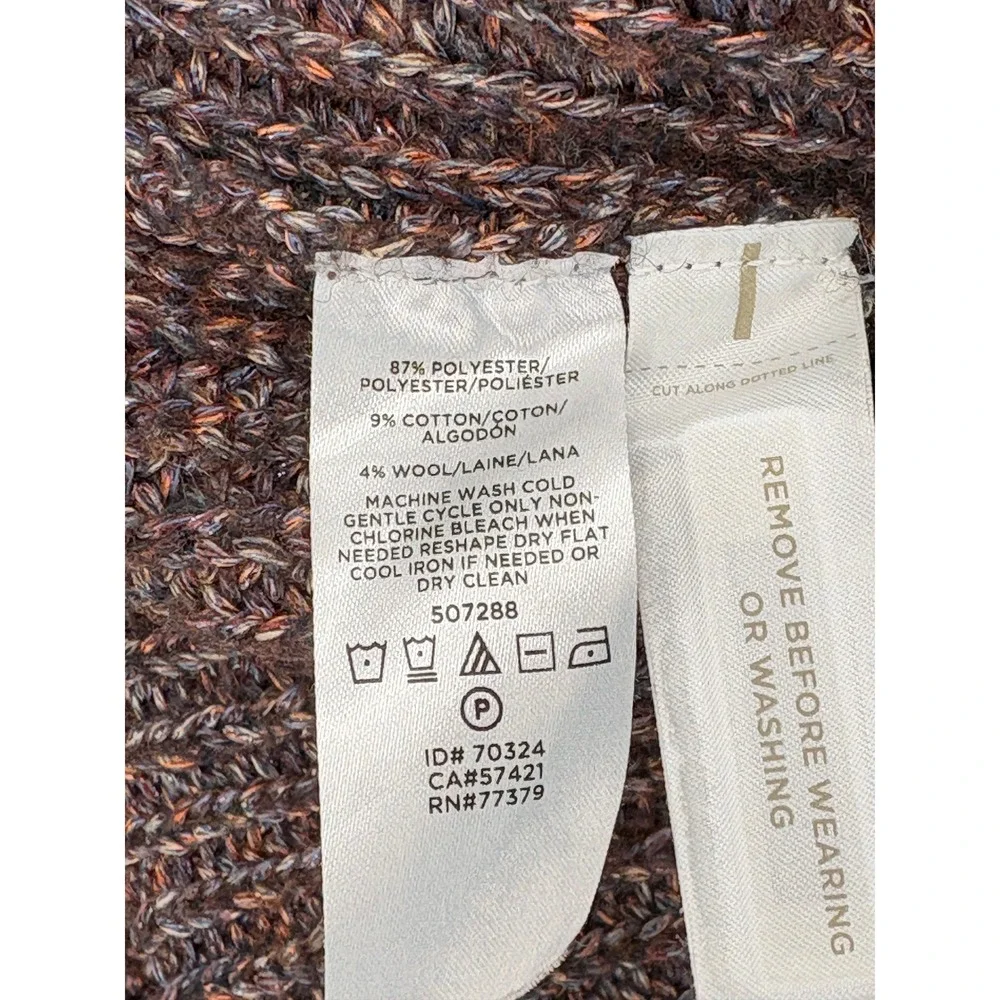 Ann Taylor Brown Marled Chunky Ribbed Longline Cardigan Sweater Wool Blend S